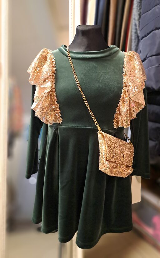 Komplekts zaļais šarms ar gliteriem 110-116